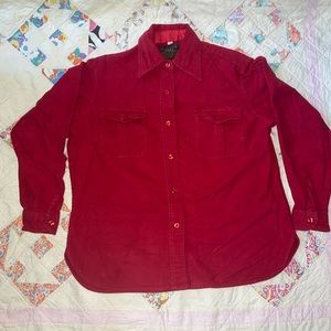Vintage Eddie Bauer Red Cotton Thick Flannel Shirt Size M L 18